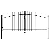 Willood Doppelflügel Gartentor mit Speerspitzen Doppeltor Zauntor Gartenpforte Tor Hoftor Industrietor Einfahrtstor Doppelflügeltor 300x150cm