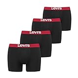 Levi’s Einfarbige Basic-Boxershorts, weiche Herrenunterwäsche aus Bio-Baumwolle mit elastischem Bund und doppelter Einlage, kein Hochrutschen, 4er-Pack