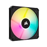 Corsair AF120 RGB Slim, 120-mm-PWM-Lüfter Mit Dynamischem Lager - Dünnes Profil Für Kleine Gehäuse - Geräuscharm - Bis zu 2000 U/min - 8 Adressierbare RGB-LEDs - Einzelverpackung - Schwarz