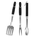 Outdoor-Grillwerkzeug-Set – Grillutensilien, Grillzubehör aus Edelstahl | 3-teiliges Grill-Set mit Zange und Spatel, Kochutensilien