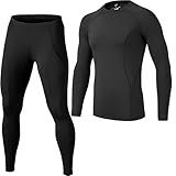 Wisebom Thermounterwäsche Herren, Atmungsaktiv Winter Skiunterwäsche Suit Thermo Funktionswäsche Winter Flexibel Thermowäsche Warme Unterwäsche für Outdoor Sports (Schwarz, L)
