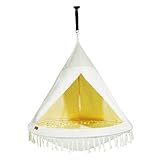 CCLIFE Nestschaukel mit Zelt Ø 120 cm Schaukel Indoor & Outdoor Hängehöhle Hängezelt für Kinder & Erwachsene Max.120kg in Beige