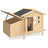 IDMarket - Hühnerstall auf Stelzen mit Legenest aus Holz: Schützt Hühner vor Raubtieren, erhöhtes Nest, einfach zu reinigen, für 2-3 Hühner, Maße: L. 99 x B. 55 x H. 66 cm, Grau