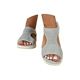 Orthopädische Sandalen Damen Sommer Bequem Waschbare Slingback Orthopädische Slide Sport Sandalen mit Weiche Fussbett Outdoor Wassersandalen Casual Strick Sandalen Plateau Sandalen (Grey, 37)