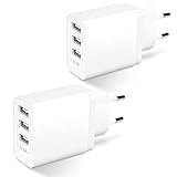 ARCCRA Mehrfach USB Ladegerät (2 STK.), 15,5W USB Adapter Steckdose mit 3-Port, 5V3,1A USB Stecker, Netzteil für Handys (z.B. Samsung, iPhone, Xiaomi), Tablets, Kopfhörer, Lautsprecher, E-Book-Reader