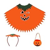 Kürbis Poncho | Kürbiskostüm für Kinder | Glow in the Dark Halloween Umhang Dekorative Cosplay Outfits für Foto Requisiten Bühnenauftritt Karneval, Orange, L