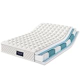 YAIXBNG Federkernmatratze, 7 Zonen Kaltschaum Matratze, Taschenfederker, 160x200cm, 100% Oeko-Tex schadstoffgeprüft, versteppter Mikrofaserbezug-Topping, Härtegrad H3, 25cm Höhe