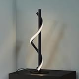 Lightbox elegante LED Tischlampe - 40 cm Höhe - Ø 12 cm - moderne Tischleuchte mit Schalter & LED Profilband - 700 lm, 6,5 W, 4000 K - aus Metall/Kunststoff - in Schwarz Matt