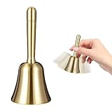 Handglocke Klassische, Laute Handglocken aus Massivem Messing Gold Hand Glocke Handklingel Tischglocke für Schule Kirche Hotelservice Rezeption Abendessen Meditationsgebet Hochzeitsdeko (Gold)