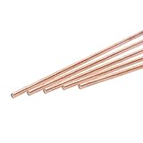 QUARKZMAN 5er-Pack Reiner Kupfer Rundstab 1mm/0,04 Zoll Durchmesser 250mm/10 Zoll Länge Massiver Kupferstab Drehbankstange für DIY Metallhandwerk Metallbearbeitung Hobbys