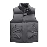 SRZYMJ Herren Weste Grey Fleeceweste Herren Gefüttert Winterweste Softshell Westen Winter Warme Outdoor Weste Männer Ärmellose Jacke Steppweste Herren Schwarz Daunenweste Herren Lang Steppweste XXL