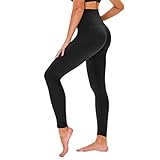 TNNZEET High Waist Leggings Damen Schwarz Leggins Elastische für Sport Gym,Schwarz,XXL