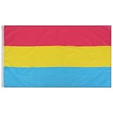 TRIXES Pansexuelle Flagge - LGBTQ+ Pride Flags - Indoor & Outdoor Zubehör - Pfannendekorationen für Festival, Party, Pride Events oder als Garten-/Wandbanner - 1,5 x 0,9 m Rosa, Gelb & Blau