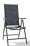 Ondis24 Hochlehner Aluminium Klappsessel Bellami Deluxe Gartensessel mit Armlehnen klappbar in 7 Stufen, UV-beständig, mit Polsterung, wetterresistent, anthrazit (Deluxe, 1, Stück)