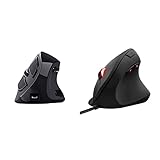 Trust Voxx Vertikale Kabellose Maus, Wiederaufladbare Ergonomische Funkmaus, Bluetooth und 2.4 GHz Verbindung, 9 Tasten, schwarz & Trust Gaming GXT 144 Rexx Vertikale Gaming Maus, Schwarz