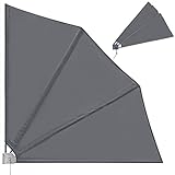 Clothink Balkonfächer klappbar 140x140cm Grau mit Wandhalterung,Seitenmarkise Eckmarkise ausziehbar - Balkon Sichtschutz Sonnenschutz