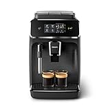 PHILIPS Serie 2200 Kaffeevollautomat – Klassischer Milchaufschäumer, Intuitives Touchdisplay, mattes Schwarz (EP2220/10)