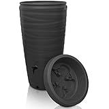 YourCasa Regentonne 240 Liter [Wave Design] Regenfass Frostsicher aus Kunststoff - Regenwassertonne mit Wasserhahn - Regenwassertank Garten Regenwassersammler Wasserfass Regentonne schmal (Anthrazit)