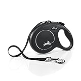 Flexi New Classic Tape Black Large 5m Retractable Dog Leash/Lead for dogs up to 50kgs/110lbs