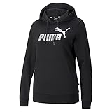 PUMA Damen ESS+ Metallic Logo Hoodie Tr Sweatshirt, schwarz, M