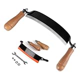 SWAWIS 200mm Zugmesser für Holz, Gebogen, Rindenschäler mit Ergonomischen Holzgriffen und Klingenschutz, Reifmesser Scharfer für Holzbearbeitung, Zusammenbau Erforderlich(8'')