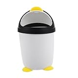 minkissy Mini Mülleimer Kinderzimmer mit Deckel Kompakter Kunststoff Abfalleimer Süßer Pinguin Tischabfalleimer für Bad Büro und Spielzimmer Tragbarer Kleiner Behälter für Tischabfälle