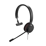 Jabra Evolve 20 SE Mono Headset – Microsoft Teams zertifizierte Kopfhörer für VoIP Softphone mit passivem Noise-Cancelling – USB-A Kabel mit Anrufsteuerung – schwarz