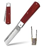 Taozoey Gartenmesser, Multifunktionale Okuliermesser, Gartenmesser Klappbar, Okuliermesser Rostfreier Stahl, Scharfes Pfropfmesser, Knospungsmesser, Gartenmesser für Obstbäume mit Stripper (C)