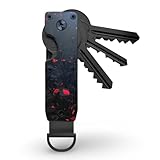 AtEaze Kompakter Schlüssel Organizer aus Metall für bis zu 6 Schlüssel mit D-Ring (Carbon Red)