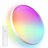 Oraymin Deckenlampe Dimmbar mit Fernbedienung, 18W RGB...
