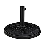 Relaxdays Sonnenschirmständer, für 38 - 48 mm Schirmstangen, dekoratives Design, wetterfest, Garten und Balkon, schwarz