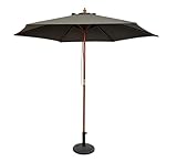 Mojawo XL Hochwertiger Holz Sonnenschirm Gartenschirm Marktschirm Holzgestell Seilzug Grau UV15 - Ø3xH2,5m