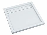 KOLMAN Duschwanne 90x90 cm Quadratisch, Weiß, Stonicryl, Flach, Glatt | Ablaufgarnitur Ø 50 mm Gratis | Design-Duschtasse Viereck Camparo