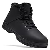 TLOLA Winterschuhe Herren Warme Gefüttert Winterstiefel Männer Schnürstiefeletten Trekkingschuhe Wanderhalbschuhe Outdoor Schuhe Winterboots Schwarz 46