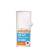 Trittschalldämmung 5mm Profi Basic 25m² | 1 Rolle als Laminat- und Parkettunterlage zur Wärmedämmung | PE-Schaumfolie | Fußbodenheizung geeignet | verbessert die Wärmeisolierung