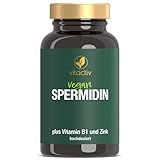 VITACTIV Spermidin Kapseln Hochdosiert - 60 Stk - 833mg Weizenkeimextrakt, 1,5 mg Weizenkeim Spermidin - Zink für Zellteilung & Zellschutz, Vitamin B1 für Herzfunktion - Vegan, Herstellung in DE
