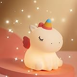 AmmToo Nachtlicht Kinder Einhorn Nachtlampe - Einhorn Lampe Dimmbar Timer, Touch-Steuerung Silikon Nachtlicht Baby, USB-Aufladbar Niedliche Kawai Lampe, Cute Nachtlicht Kinderzimmer Deko