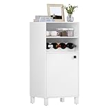 WOLTU Küchenschrank mit Weinregal, Bücherregal, Küchenregal stehend, Mehrzweckschrank Aufbewahrungsschrank, Bücherschrank, mit Tür und verstellbaren Regalböden, Weiß, 48x108x40 cm, KSK01ws