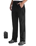 iCreek Herren-Regenhose, wasserdicht, leicht, verstaubar, winddicht, Outdoor-Hose zum Angeln, Golf, Arbeit, Wandern, Schwarz, XL x 34L