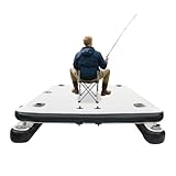 OUKANING Aufblasbare Angelplattform 250x160cm Schwimmende Plattform, Aufblasbares Angelboot 400kg Tragkraft inkl. Luftpumpe Tasche & Ruder, als Tragbare Wassersport Plattform für Außenbordmotor