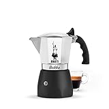 Bialetti New Brikka, Moka-Kanne,die einzige Herdkaffeemaschine, die in der Lage ist, einen Cremereichen Espresso Zuzubereiten, 4 Tassen (170 ml),Aluminium und Schwarz,Metall (Nicht Induktion geeignet)