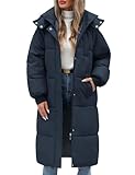 Vancavoo Wintermäntel Damen Lang Daunenmantel Winter Winterjacke Warm Steppmantel Jacke Mantel Daunenjacke Steppjacke mit Kapuze,Marineblau,S