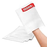 Classic Einmalwaschhandschuhe 100 Stück – ultra soft Molton Waschhandschuhe weiß – Einmalwaschlappen Erwachsene & Baby – waschhandschuh Baumwolle – hygienische Waschlappen für Pflege & Senioren