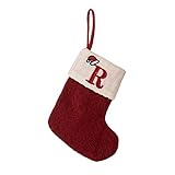 YWSTYllelty Weihnachtsdekorationszubehör, rote gestrickte Weihnachtssocken, Weihnachtsbaum-Anhänger, bestickte Rhetorik-Wollsocken Hänge Obstkorb Küche (R, One Size)