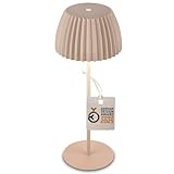 BRILONER - Riffle LED Tischlampe kabellos IP44 mit Lichtkante, 14,5x36,5 cm, Touchdimmer, Akku tauschbar, Nachttischlampe, Leselampe, LED Lampe, Akku Lampe, German Design Award Winner 2025, Beige