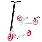 GYMAX Kinderroller klappbar, Kinderscooter, Scooter mit 2 LED-Räder & 3 einstellbaren Höhenpositionen, Tretroller bis zu 100 kg belastbar, Kickscooter für Kinder ab 10 Jahren (Rosa)