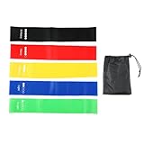 Fitnessbänder (5-stückiges Set) - Resistance Bands - Gymnastikband - Gummiband Sport - Widerstandsbänder - Beinhaltet Trainingsanleitung auf Englisch und Tragetüte - Ideal für Muskelaufbau und Yoga