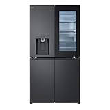 LG GMG960EVEE, Klasse E, 638 L, Side-by-Side Kühlschrank mit InstaView, Total No Frost, Crushed Ice -, Eis- & Wasserspender mit UVnano, Festwasseranschluss, DoorCooling+, Wi-Fi ꟷ Essence Black Steel