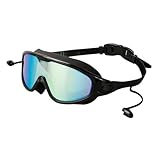 YAOGUI Auslaufsichere Schwimmbrille für Damen und Herren, Erwachsene, großer Rahmen, Schwimmbrille mit Ohrstöpseln, Taucherbrille mit Ohrstöpseln, auslaufsicheres Schwimmen