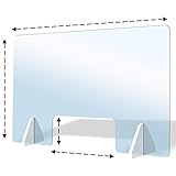 Care4U Spuckschutz aus Acrylglas Premium Quality Schutzscheibe, 100 x 70 (BxH) cm mit Durchreiche 50x10 (BxH) cm Virenschutz Trennwand Spuck und Niesschutz Sichtschutz Thekenaufsatz